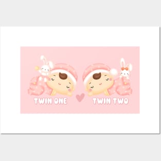 Twin baby girls Posters and Art